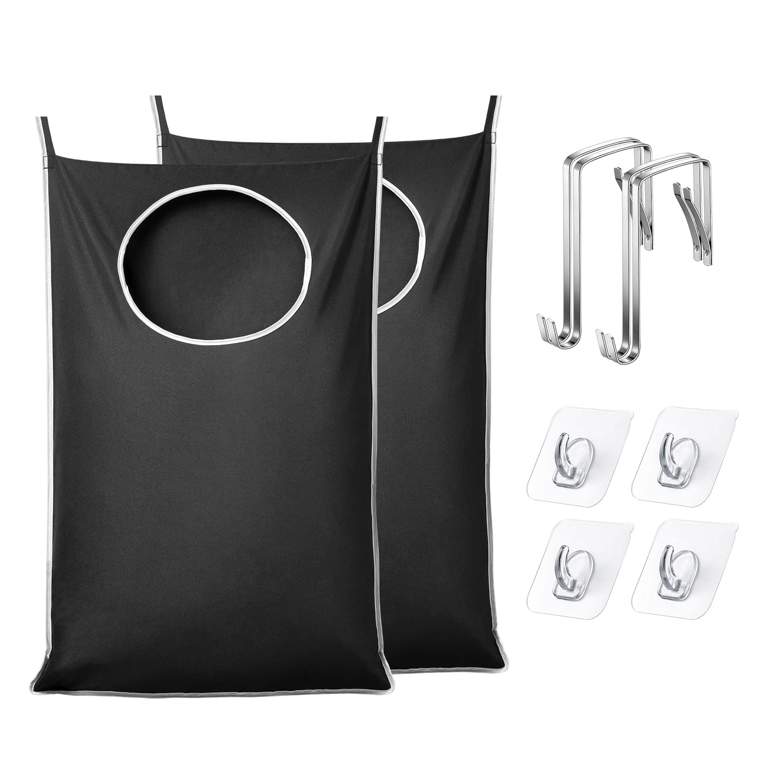 1 2 pack xl door hanging laundry hamper bag hanging laundry basket with large opening and 2 types of hooks for   dirty clothes large size 36 5x22 5 inch hanging laundry bag grey blue black details 7