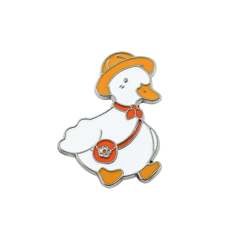 Funny little duck pin crown duck skateboard duck enamel brooch