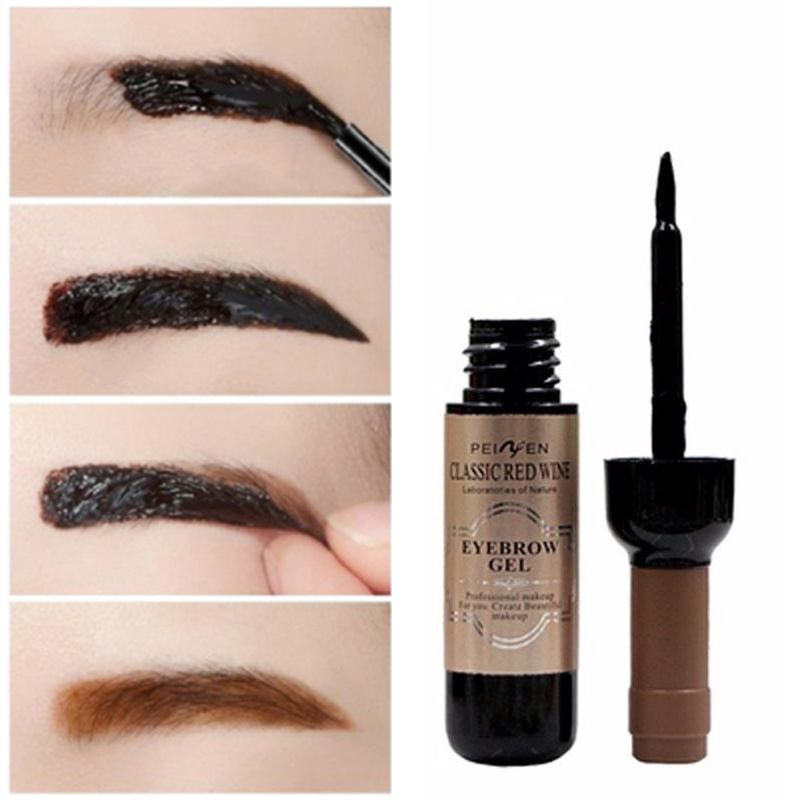 wine eyebrow gel 3 colors wine bottle tattoo brow gel tint eyebrow beauty dyeing eyebrow cream peelable tearing eyebrow colouring gel waterproof quick dry no smudge easy to color details 1