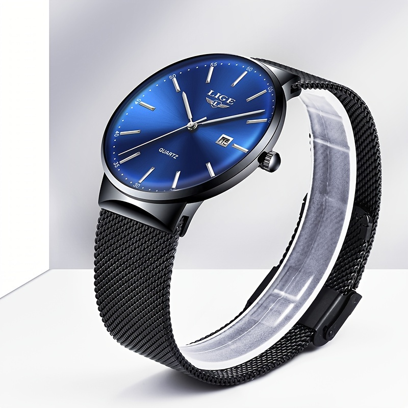 Lige Vintage Luxurious Analog Stainless Steel Quartz Watch Clothing