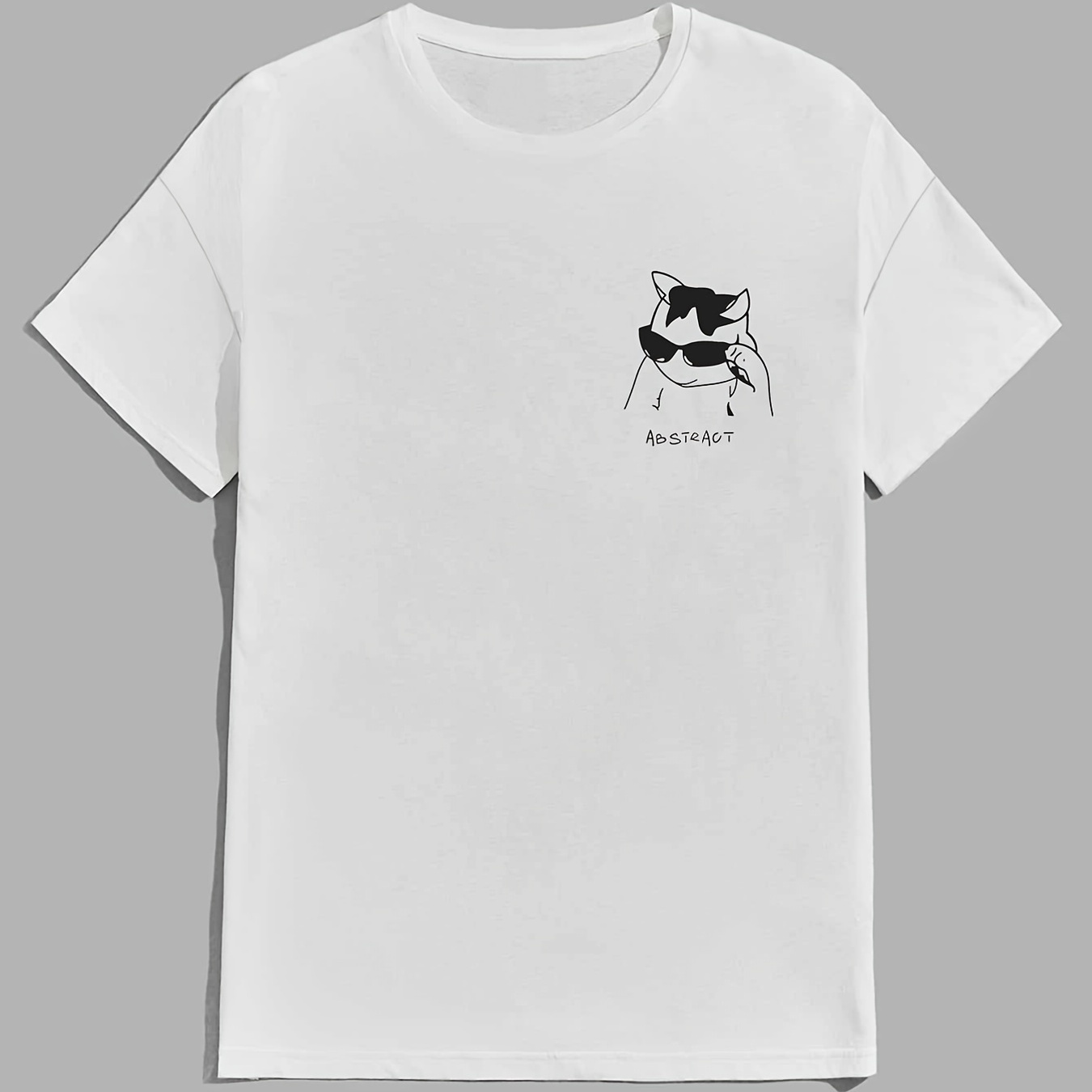 

Men's Cartoon Cat Pattern Print Casual Round Neck Short Sleeve T-shirt