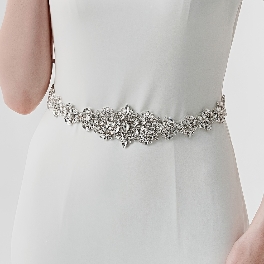 Elegant Shiny Rhinestone Bridal Belts Trendy Ribbon Lace - Temu