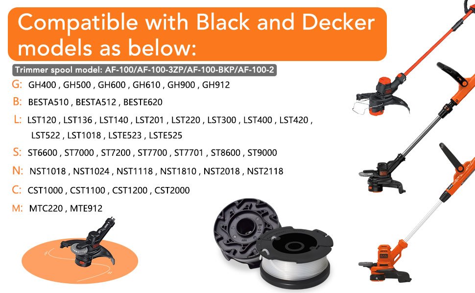 Trimmer Line + Spool Cap + Spring Kit For Black & Decker GH400 GH500 GH600  GH900 Home Garden Tool Spool Cap Accessories