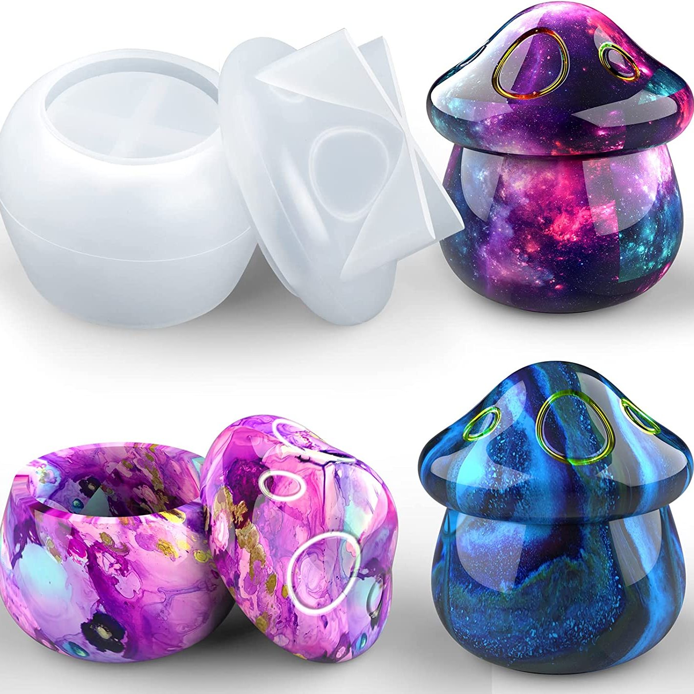 Purchase Product Jar Resin Mold Silicone, Silicone Mold And Lid Epoxy Resin Casting Storage Box, Home Decoration
