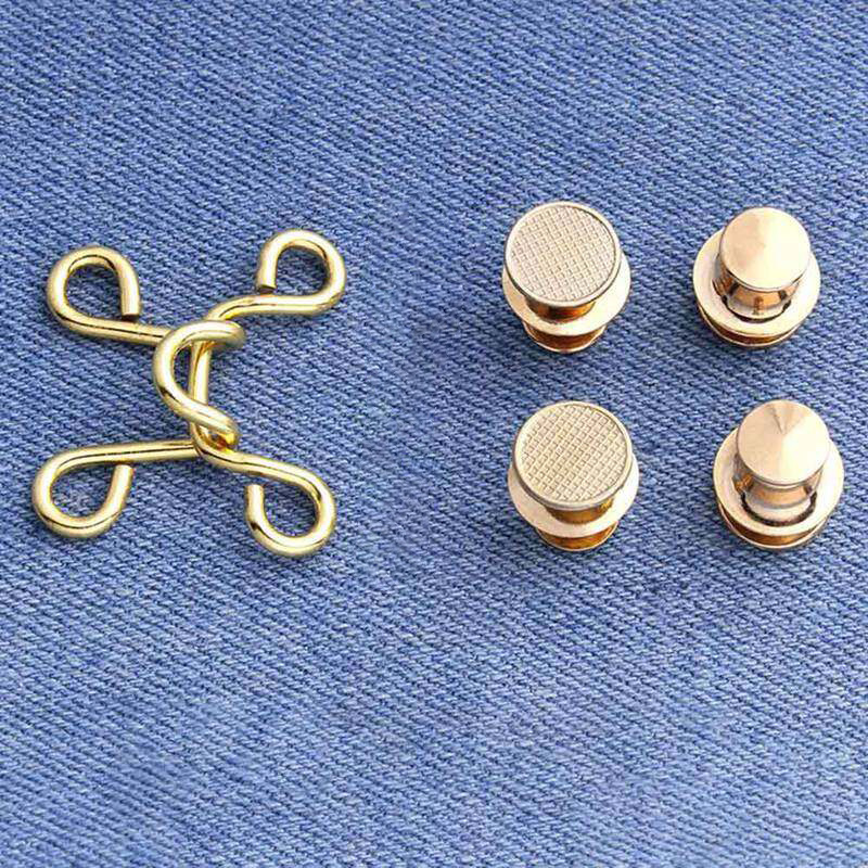  Thinslimer 4 Pairs Pearl Chain Button Pins for Loose Jeans No  Sewing Adjustable Detachable Decorative Waist Buckles Jeans Fit Tighten  Buckles (gold chain) : Arts, Crafts & Sewing