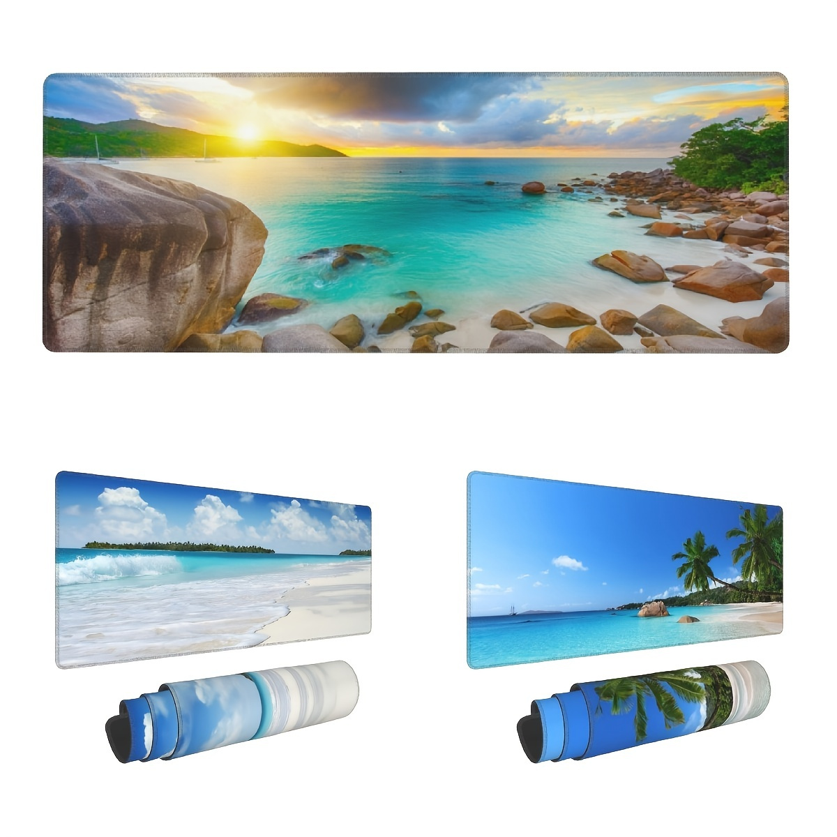 Gaming Mousepad Beach Sand Praslin Extended Large Mouse Pad Non Slip Desk Pad 30x80cm(11.8*31.5in) Gaming Mouse Pad