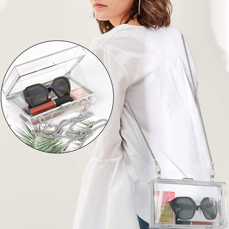Women's Premium Transparent Clear Acrylic Hard Box Clutch Bag Handbag