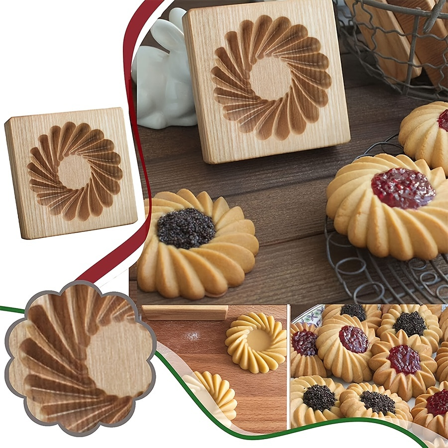  Wooden Biscuit Cookie Molds Mooncake Mold Cookie Stamps for  Baking Pie Press for Christmas Thanksgiving Easter Mid Autumn Festival DIY（ LV): Home & Kitchen