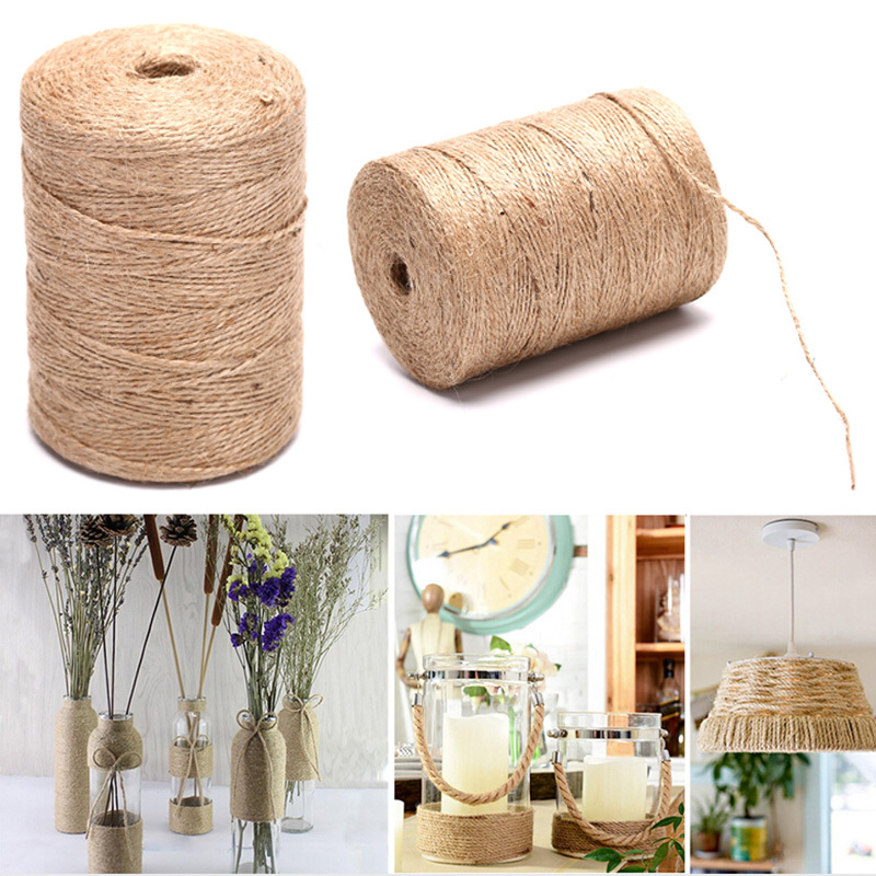 100M Twisted Burlap String Brown Natural Ribbon Roll Jute Twine