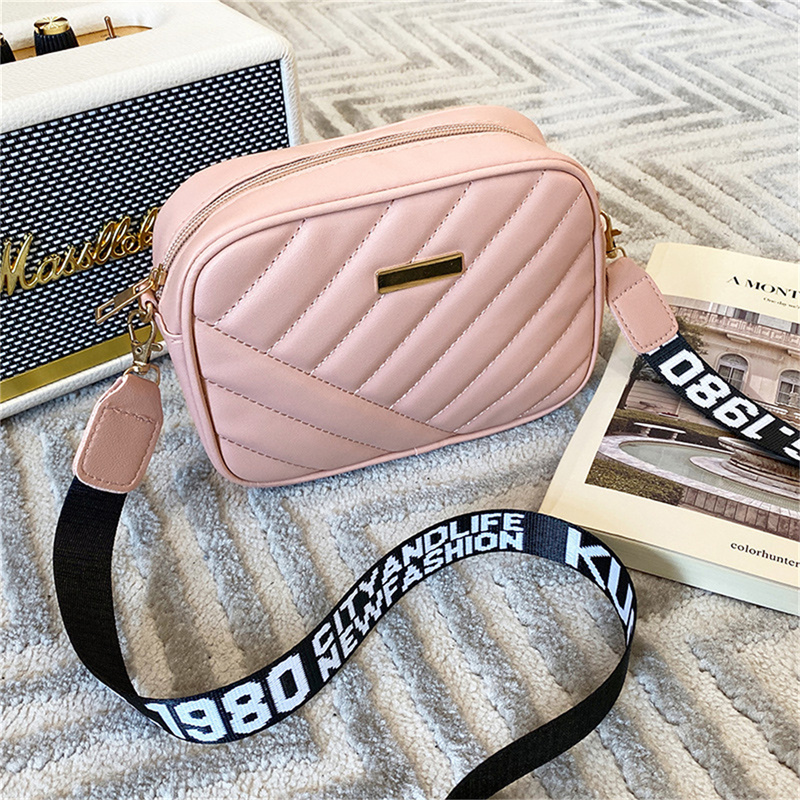 Mini Pink Fashionable Flap Square Bag With Adjustable Shoulder Strap