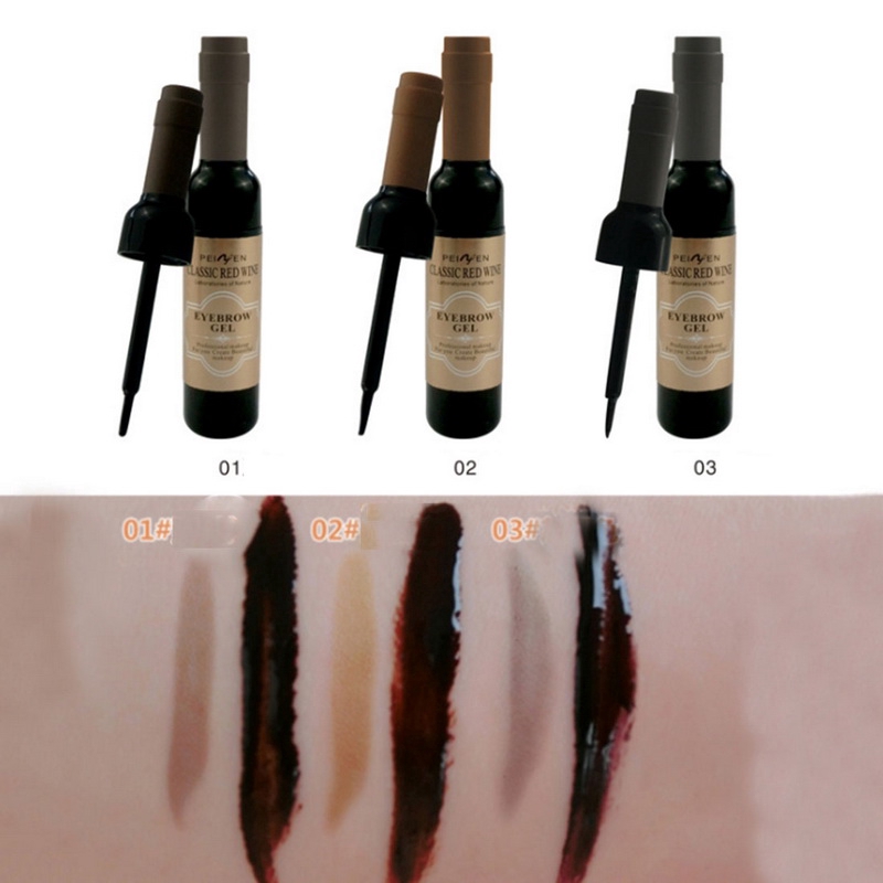 wine eyebrow gel 3 colors wine bottle tattoo brow gel tint eyebrow beauty dyeing eyebrow cream peelable tearing eyebrow colouring gel waterproof quick dry no smudge easy to color details 3