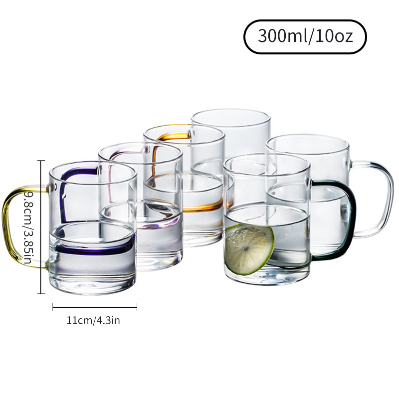 1pc 300ml Transparent Glass Cup With Minimalist Pearl Handle