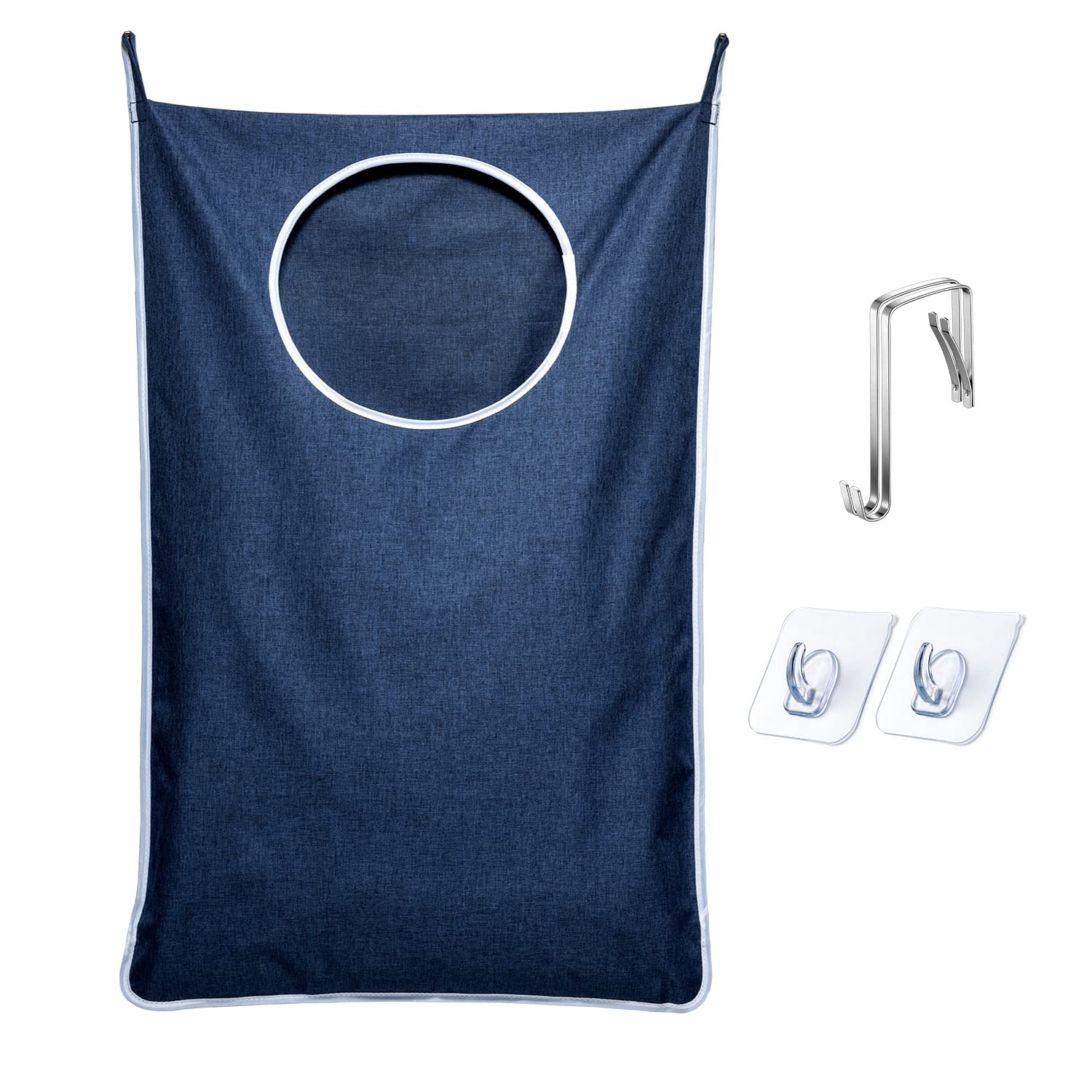 1 2 pack xl door hanging laundry hamper bag hanging laundry basket with large opening and 2 types of hooks for   dirty clothes large size 36 5x22 5 inch hanging laundry bag grey blue black details 13