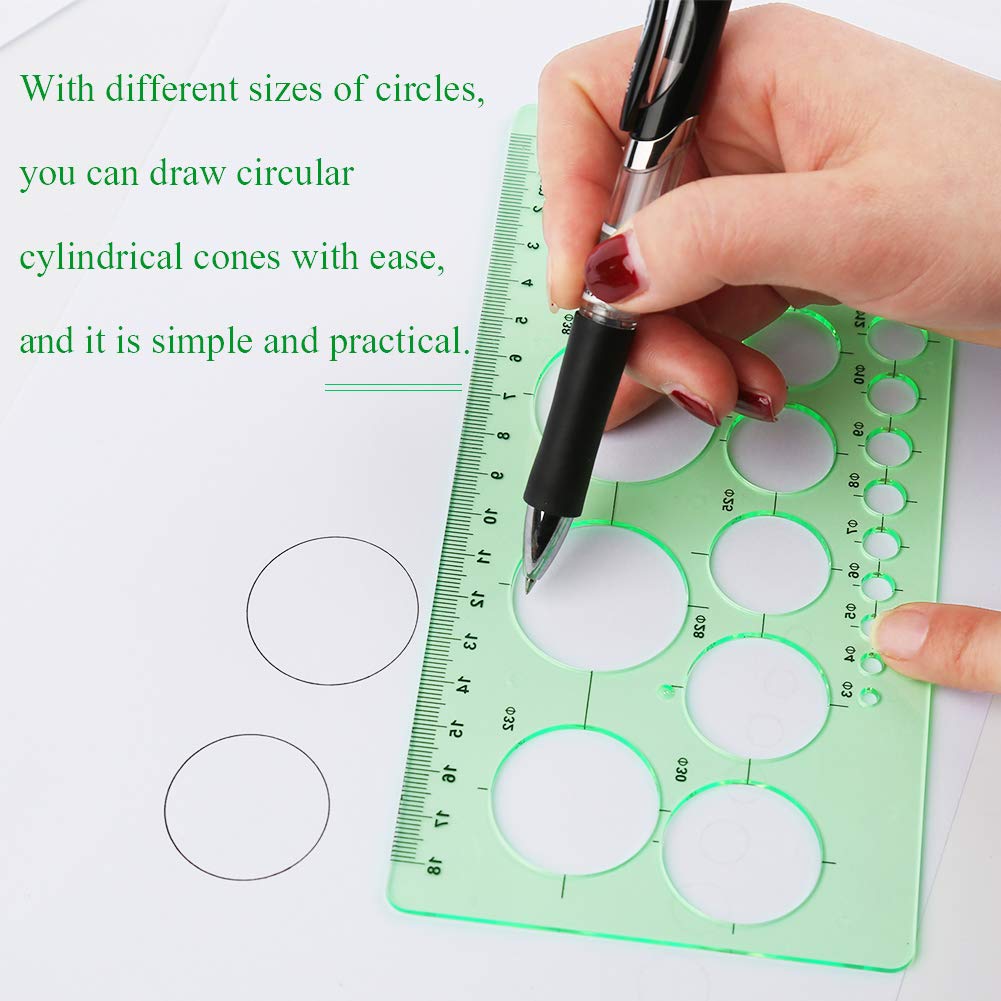  Circle Templates Measuring Geometry Ruler, Shape Stencils  Drawing Set, Plastic Geometric Drawing Painting Stencils Oval Templates  Scale Drafting Tools for School, Office, Building Formwork, Drawings :  Office Products