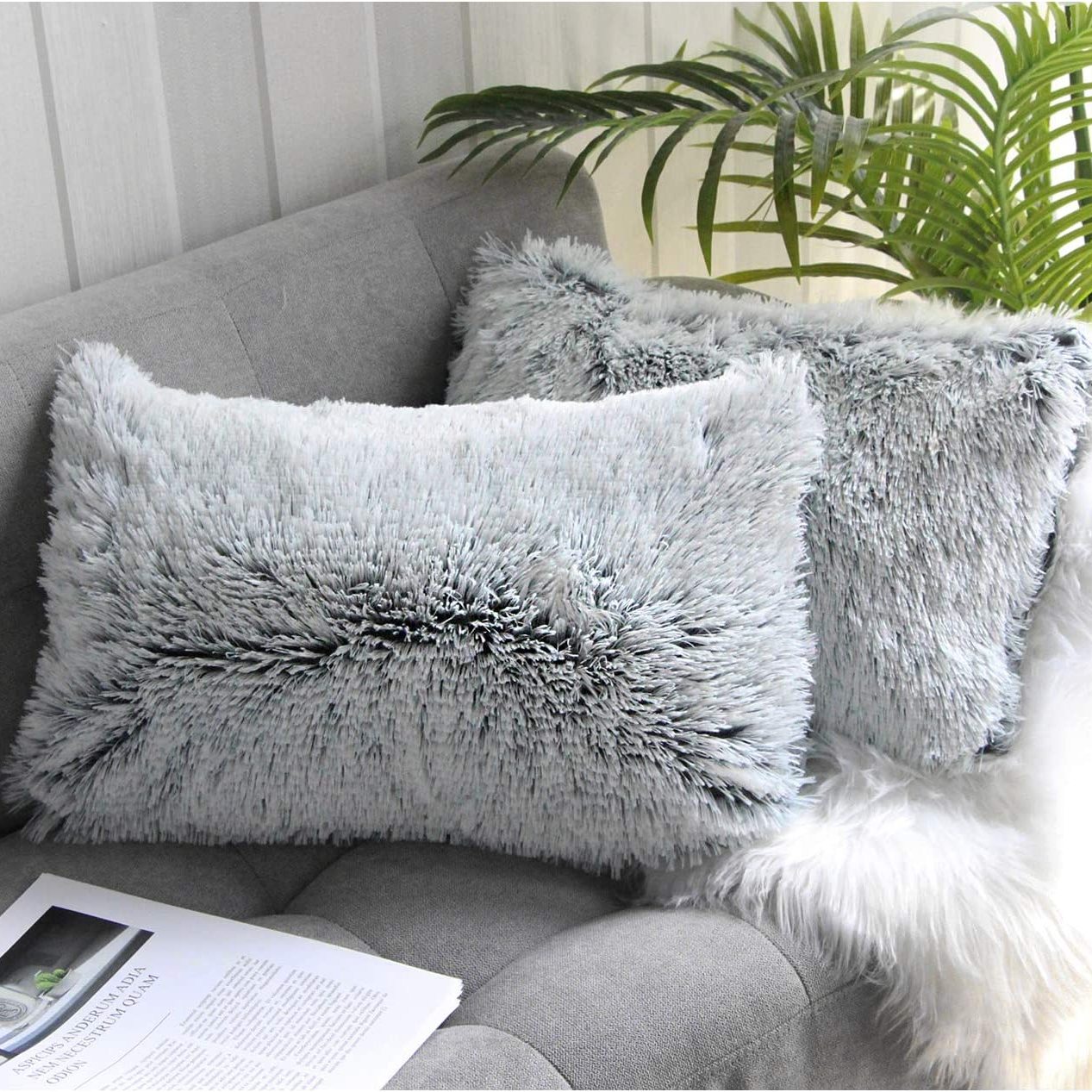 White Fur Throw Pillows Fluffy Pillow Covers, Faux Fur Pillow Covers Luxury  Series Merino Style Decorative Pillows Case For Living Room Couch Bedroom  Car Home Decor - Temu