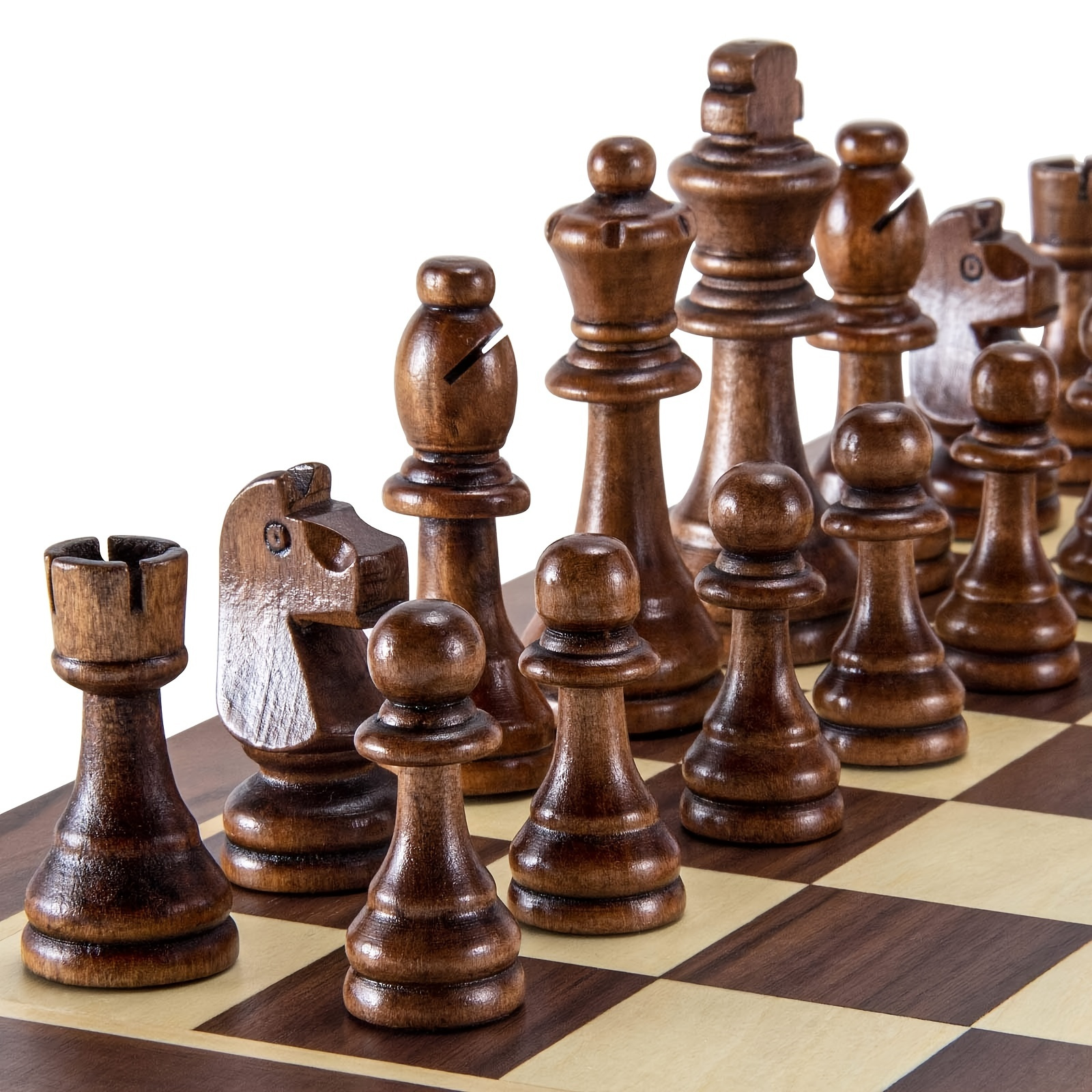 Custom Chess Set - Wooden Chess Board - Modern Resin Chess Pieces