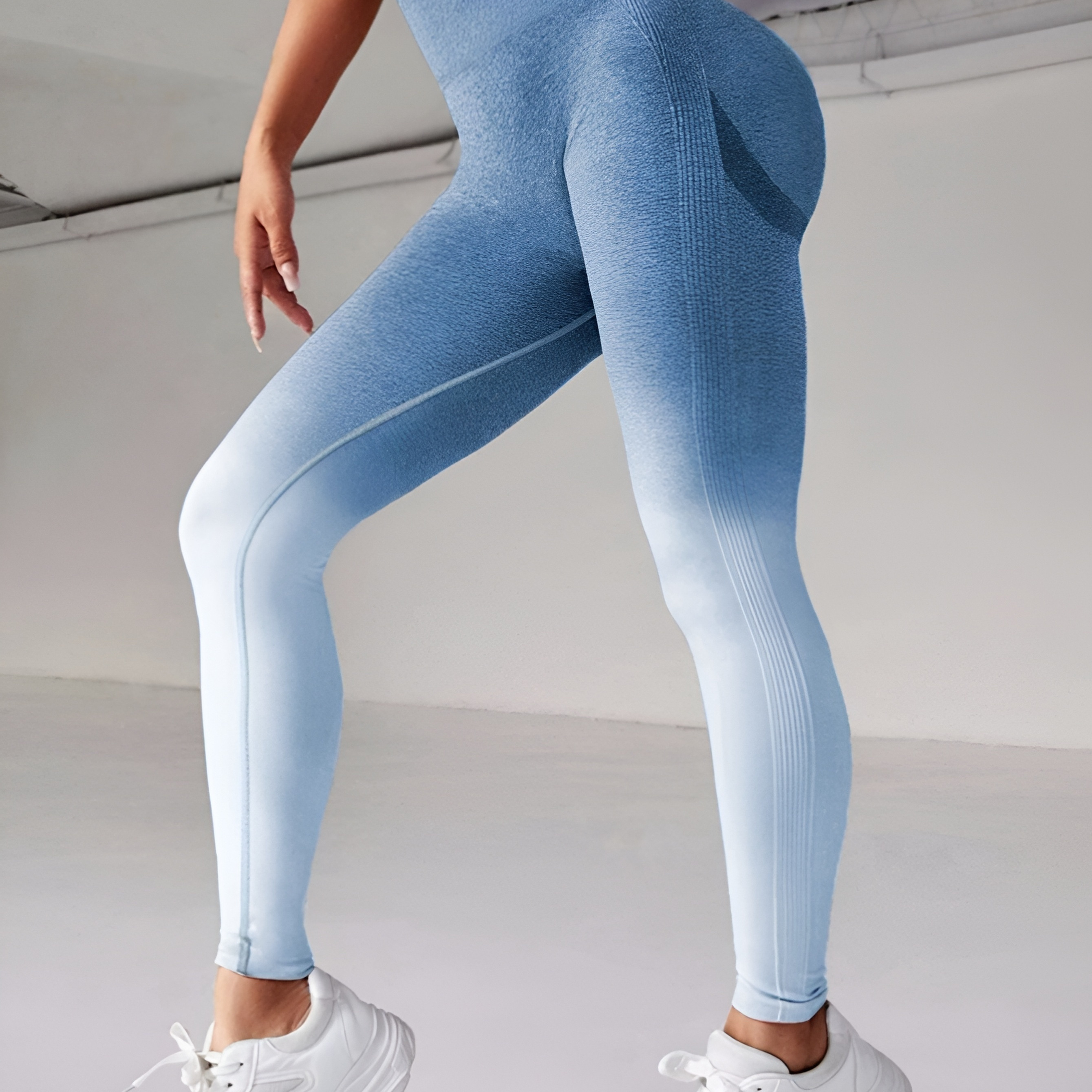 Seamless High-Waisted Yoga Leggings, Color Gradient Butt Lift