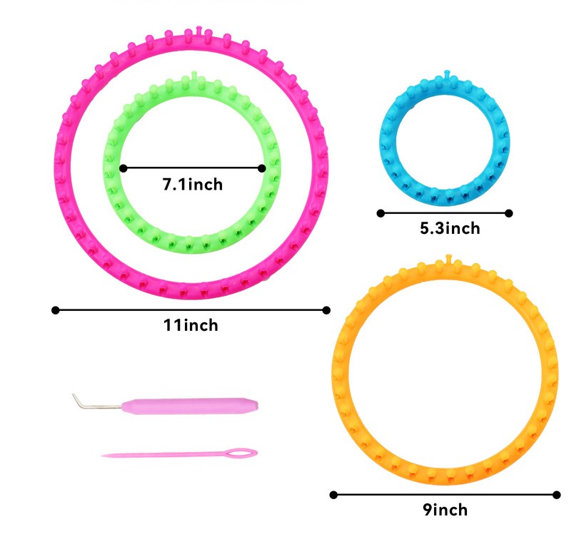 IMZAY Round Knitting Looms Set 4 Colors Plastic Circle Looms