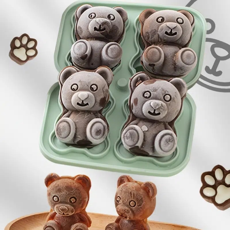 Ice Cube Mold Silicone Cute Animal Ice Cube Mold Abrasive 3D Ice Cube Mold Bear  Mold Silicone Creative Coffee Milk Tea Ice cube