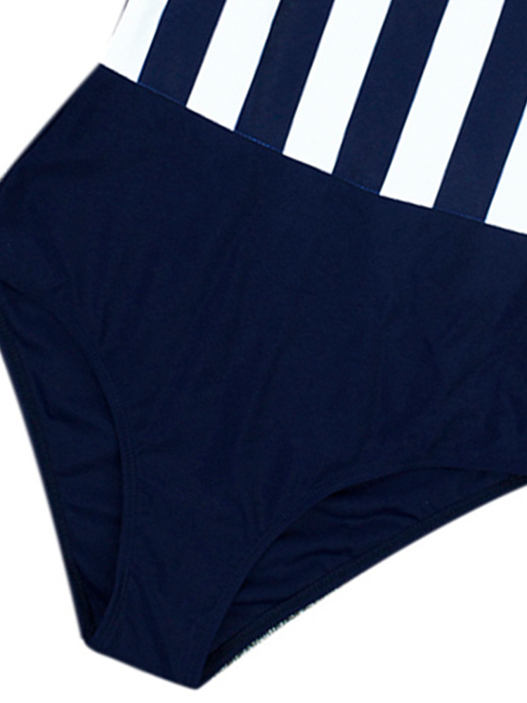 Colorblock Striped Print * Swimsuit, Spaghetti Straps Tummy Control High  Cut Bathing Suit, Women's Swimwear & Clothing