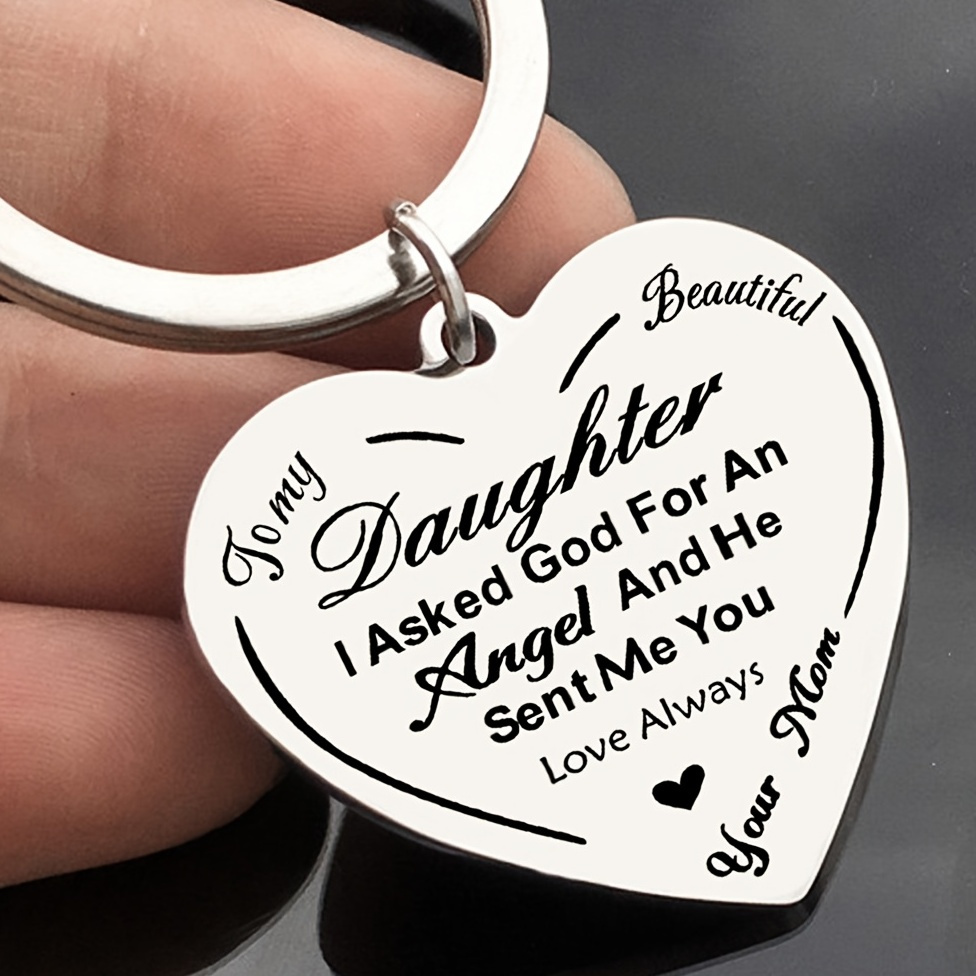 

"to My Daughter" Stainless Steel Keychain Key Ring, Gift For New Year