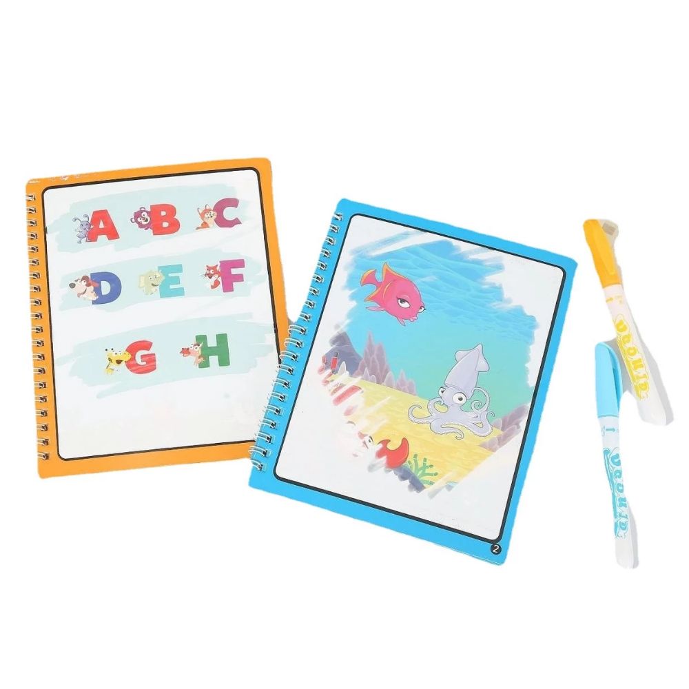 Magic book, color drawing in water, Montessori kids, reusable