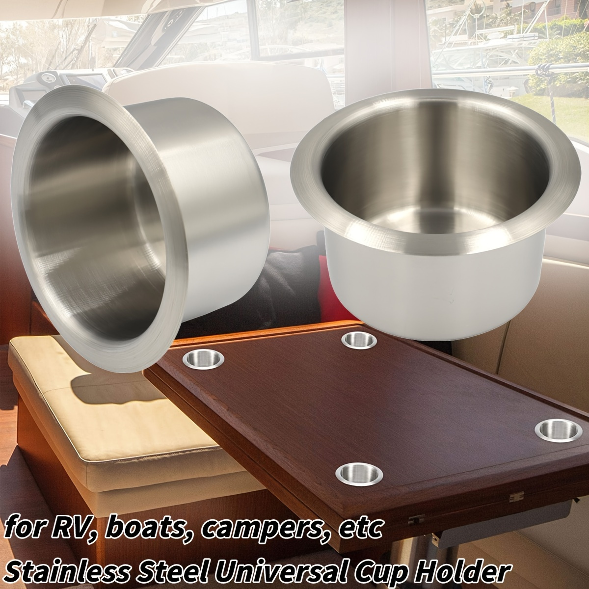 

1pc Stainless Steel Cup Holder, Drop-in Cup Holder Drink Mount Accessories For Rv, Boats, Campers, Etc