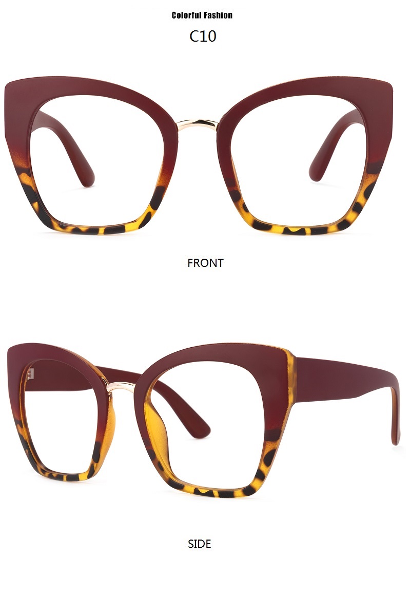 Cat Eye Print Damenbrille Großem Rahmen Trendige Temu Germany