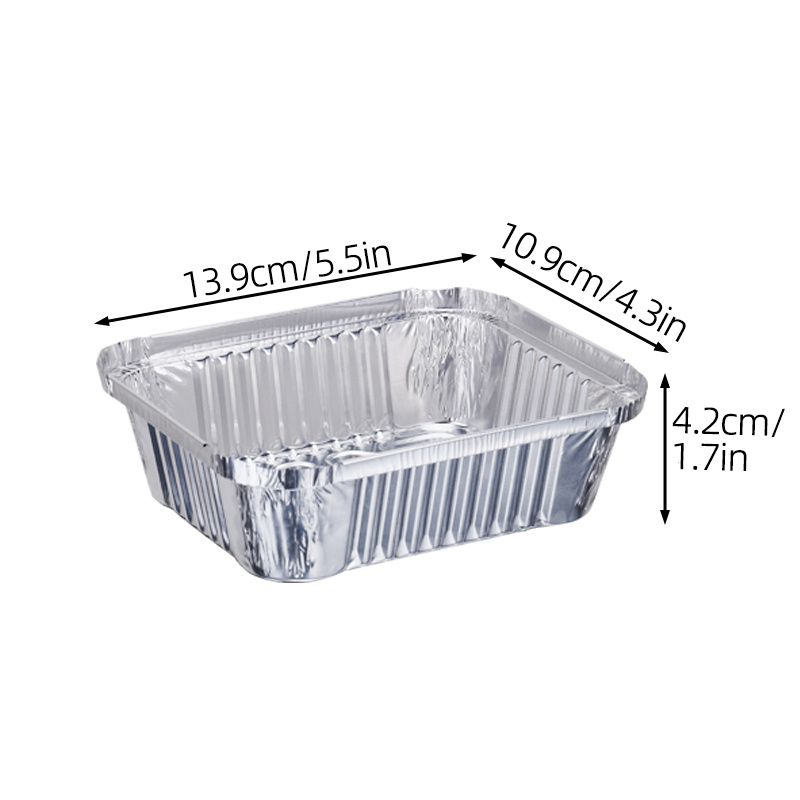 50 Pcs Rectangle Aluminum Foil Containers with Lids Disposable