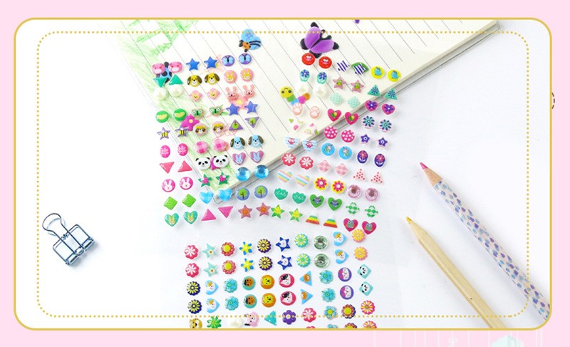  240 Piece Sticker Earrings 3D Gems Sticker Girls
