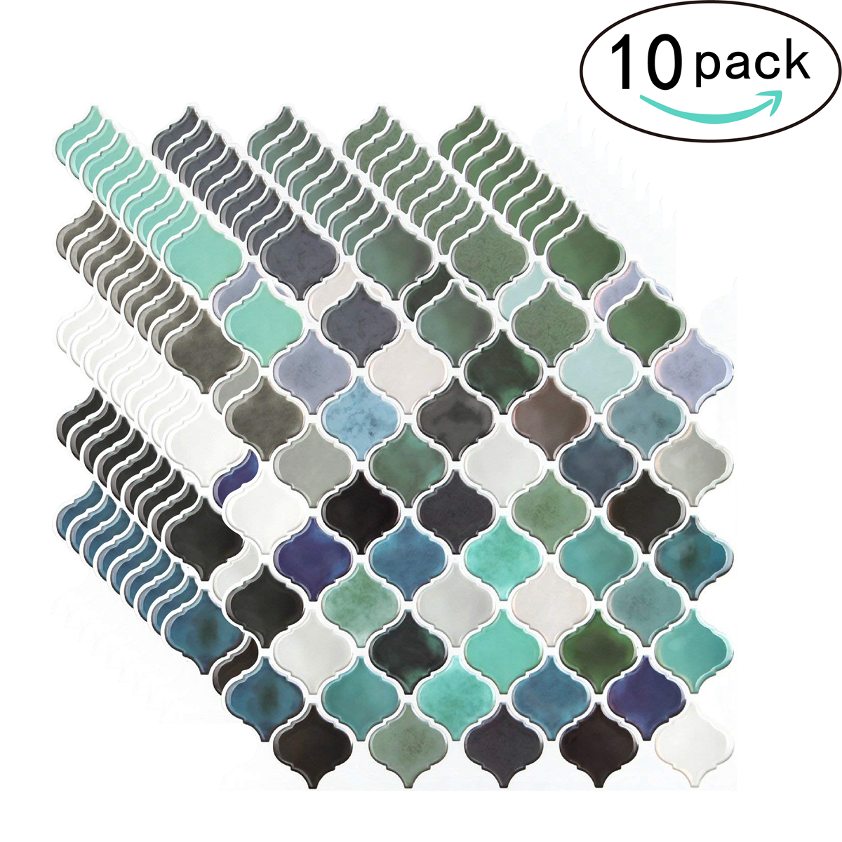 Peel And Stick Wall Tile For Kitchen Backsplash-dark Green Decorative  Arabesque Tile Backsplash 11'' X 10'' - Wall Stickers - AliExpress