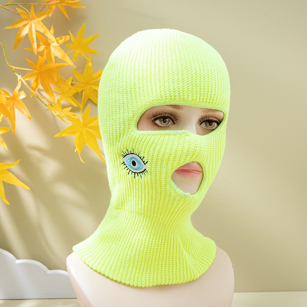 Ski Mask Balaclava for Men and Women 3 Hole Full Face Beanie Design Custom  Tear Drop Tattoo Embroidery (BlackwithYellow) at  Men's Clothing store