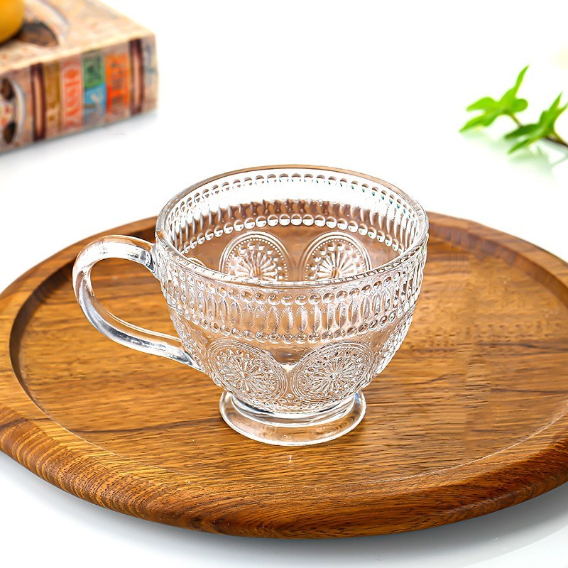 Sunflower Glass Cups With Handle Clear Glass Water Cups - Temu