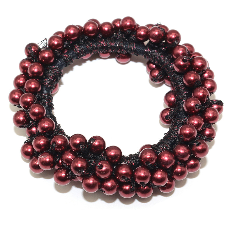 Solid Beaded Scrunchie Ponytail Holder Hair Accessory
