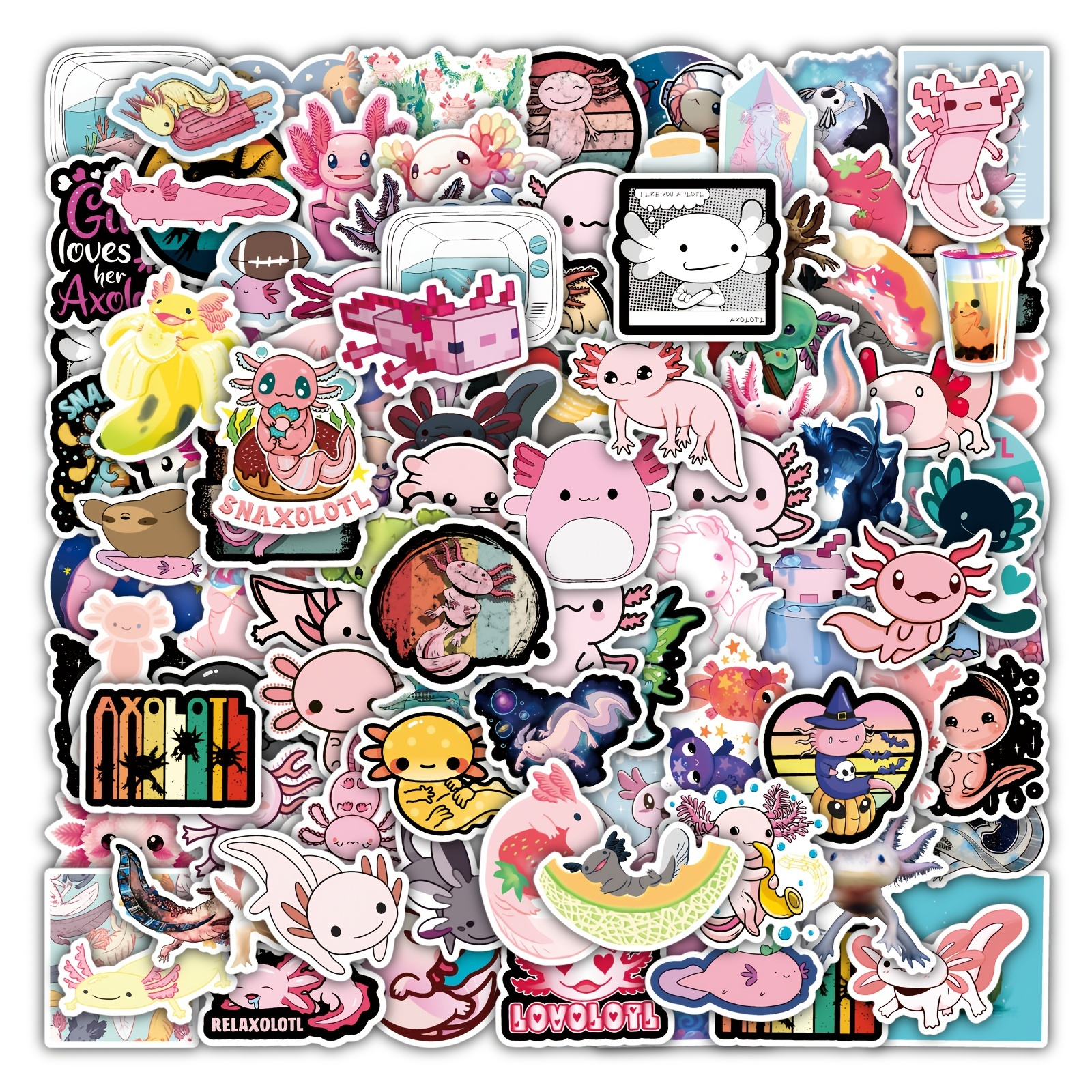 Cute Cartoon Stickers Waterproof Aesthetic Sticker Axolotl Gifts