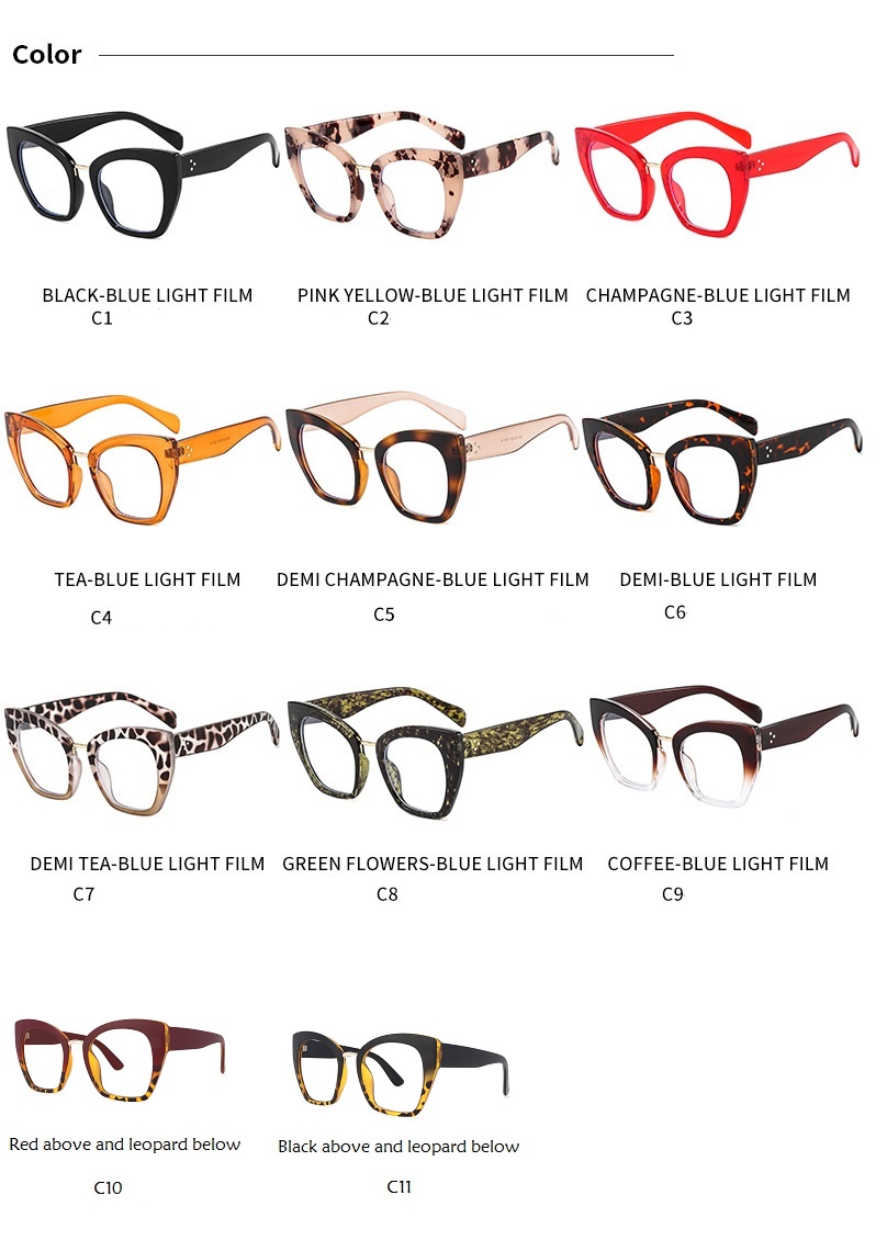 Women's Cat Eye Print Large Frame Glasses Trendy Glasses Temu