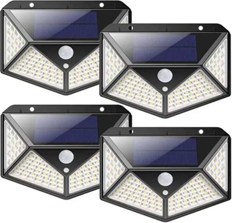 1 2 4pcs solar lights outdoor 100 led 2200mah super energy saving iposible motion sensor security lights 270 wall lights solar powered lights wireless waterproof with 3 modes for garden outside details 4