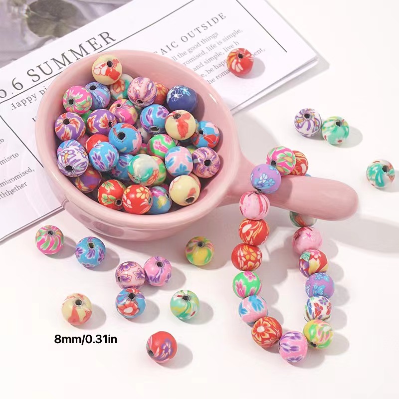 Color Soft Ceramic Beads Printing Round Shape Soft Ceramic - Temu