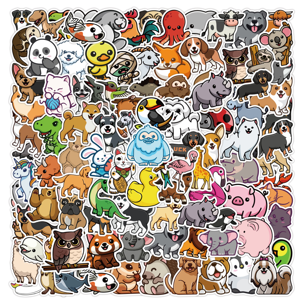 100Pcs Cute Animal Stickers,Vinyl Waterproof Stickers for  Laptop,Bumper,Skateboard,Water Bottles,Computer,Phone, Cute Animal Stickers  for Kids Teens