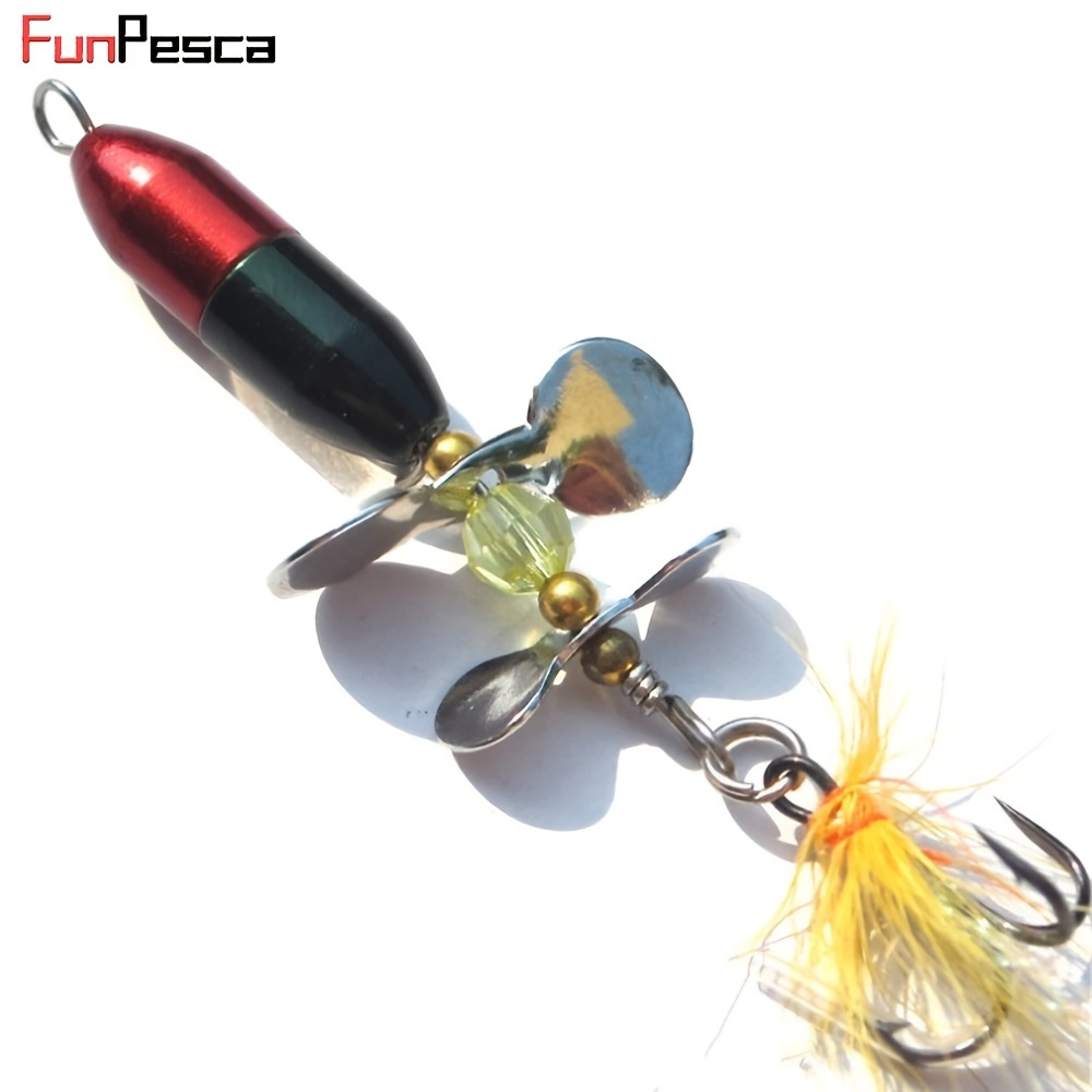 

1pc Rotating Spinner Fishing Lure - Catch More Fish With This Metal Plate Hard Bait & Hook Tackle!