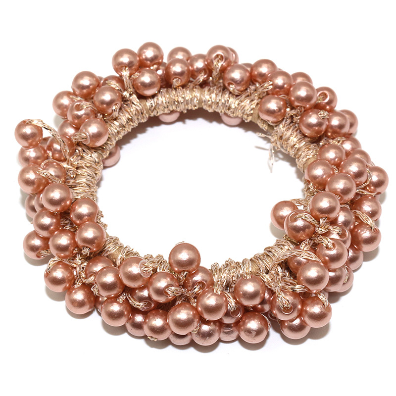 Solid Beaded Scrunchie Ponytail Holder Hair Accessory