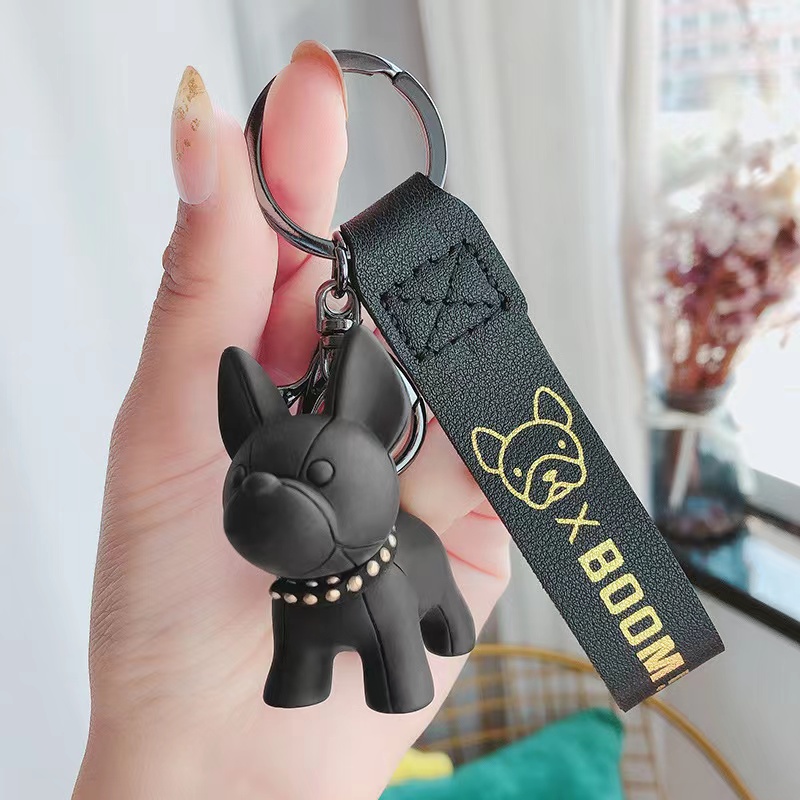 French Bulldog Keychain PU Leather