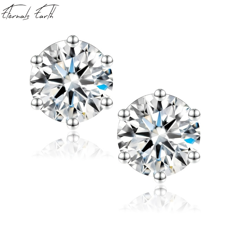 

Moissanite Stud Earrings, 18k Golden Plated S925 Sterling Silvery Round Cut Lab Created Moissanite Stud Earrings For Men, Ideal Choice For Gifts