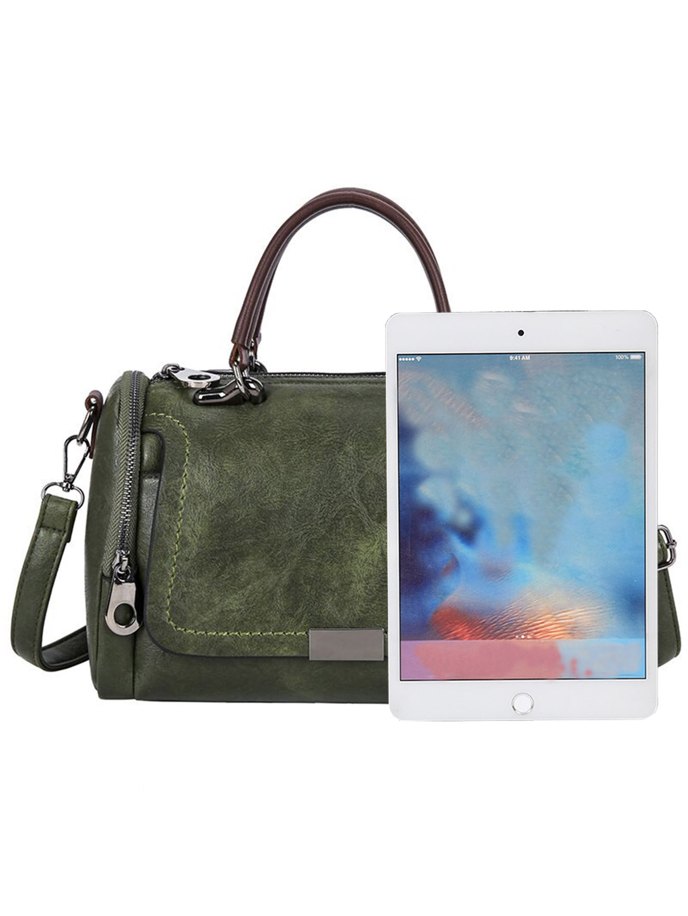 Tassel Decor Handbag, Women's Large Capacity Shoulder Bag, Fashion Zipper Crossbody Bag with Removable Strap,Temu