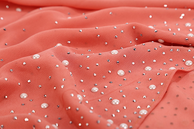 1pc Elegant Beige Chiffon Hijab Scarf with Sparkling Embellishments - Flowing, Non-Stretch, Polyester, Perfect for Casual Weekend Wear, Casual Wear Scarf|Sparkling Embellishments|Polyester Hijab