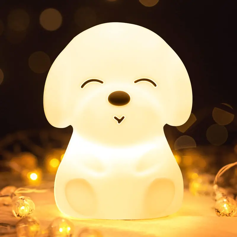 1pc cute night light for kids 16 color changing kids night light lamp rechargeable silicone baby night light kawaii room decor animal toddler night lights portable tap dog light kids lamp gift details 0