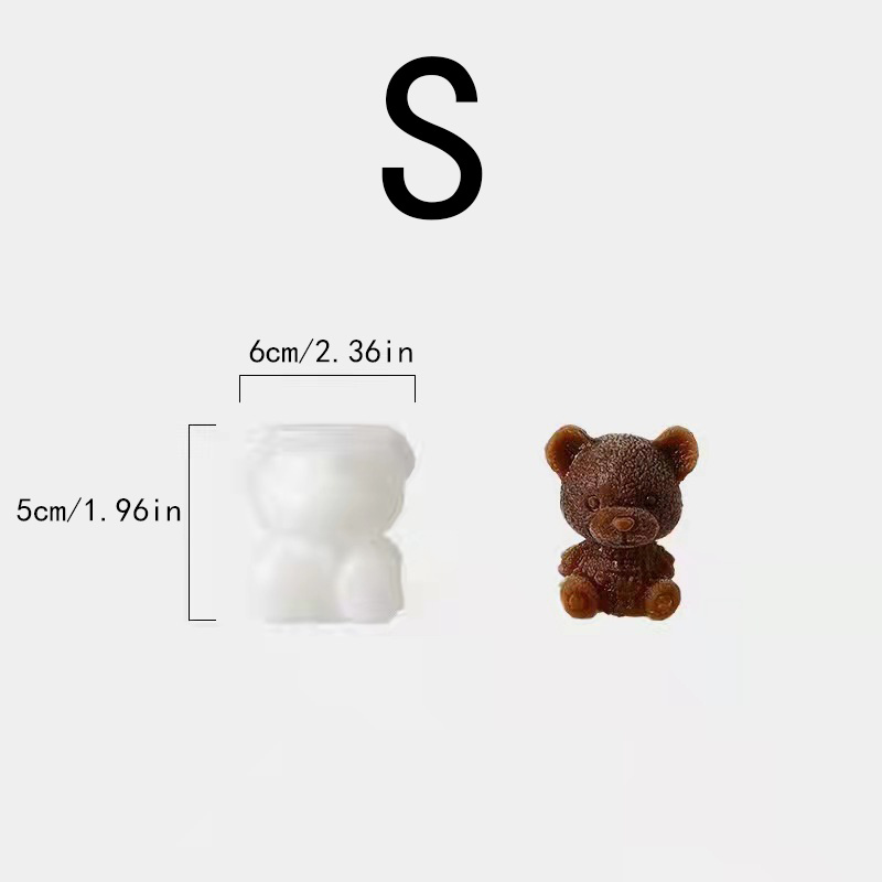 Whaline 2pcs 3D Teddy Bear Ice Silicone Molds Ice Cube Trays Mold Silicone Animal Mold Soap Candle Mold Ice Cube for Coffee Milk Tea Candy Gummy