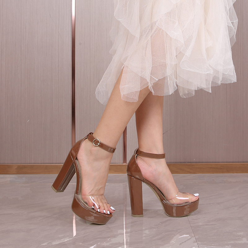 Nude peep outlet toe block heel