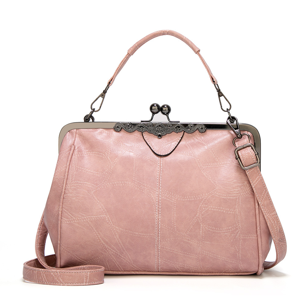 Retro Small Handbag, Women's Fashion Top Handle Faux Leather Kiss