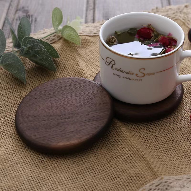 Upsham Round Shaped Place mat Heat Resistant Coaster Set for Tea Coffee Cup  Mugs in(Brown) (3)